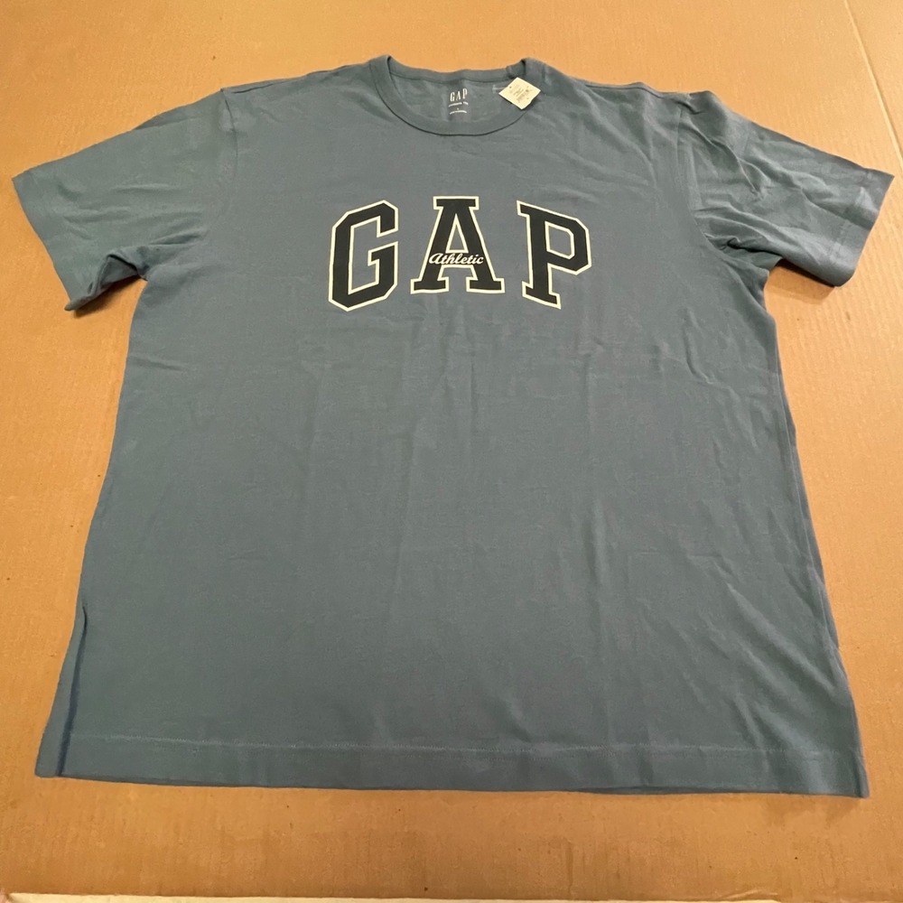 GAP Men's Arch Logo Athletic Original Tee Steel Blue Cotton T-Shirt NWT Size L